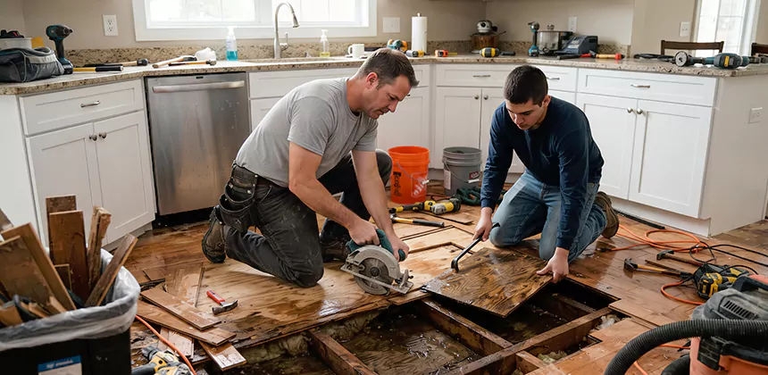Kitchen Floor Water Damage Repair in Lehi